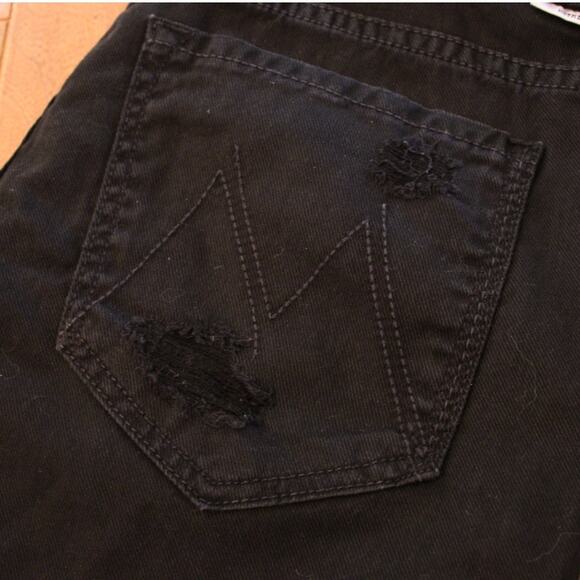 Mother The Looker Midnight Princess Destroyed Black Denim Jeans Distressed 26 - Picture 3 of 11